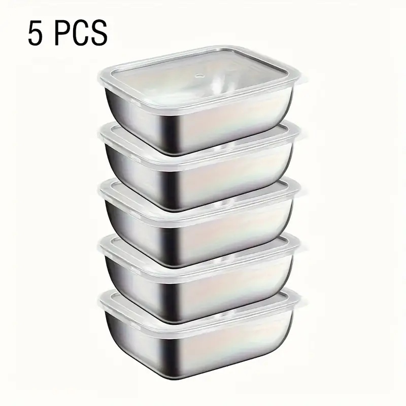 Meal Prep Day - 5-Piece Stainless Steel Food Storage Containers,