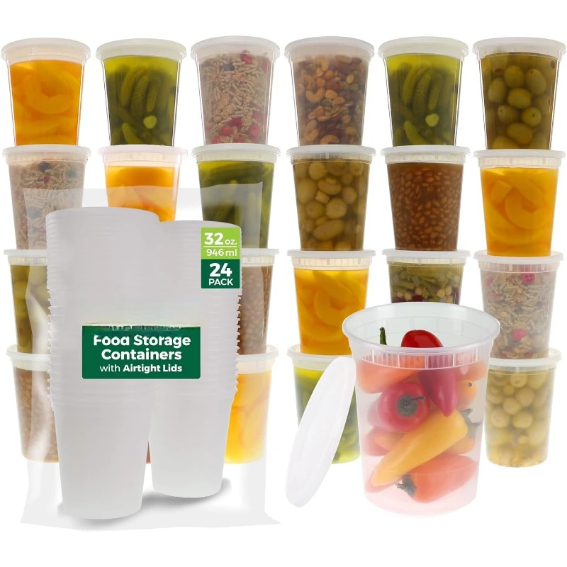 Meal Prep Microwave - [24 Set] 8oz-32 Oz Plastic Deli