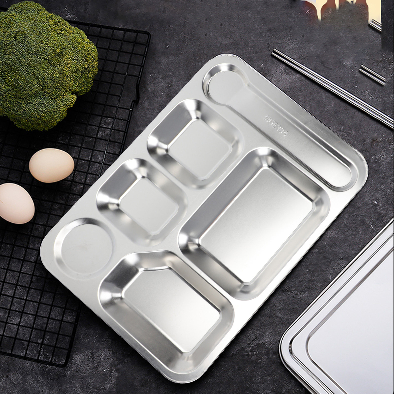 1pc Stainless Steel 6-Compartm - огляд і ціна Stainless Bento Box