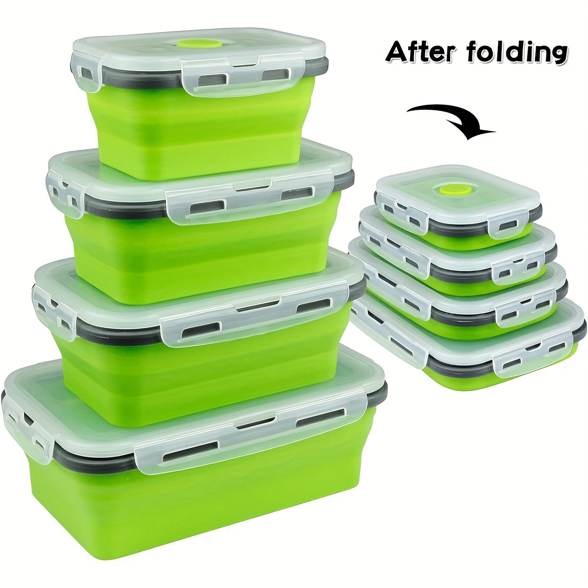 1/4PCS Folding Silicone Lunch  - огляд і ціна Meal Prep Microwave