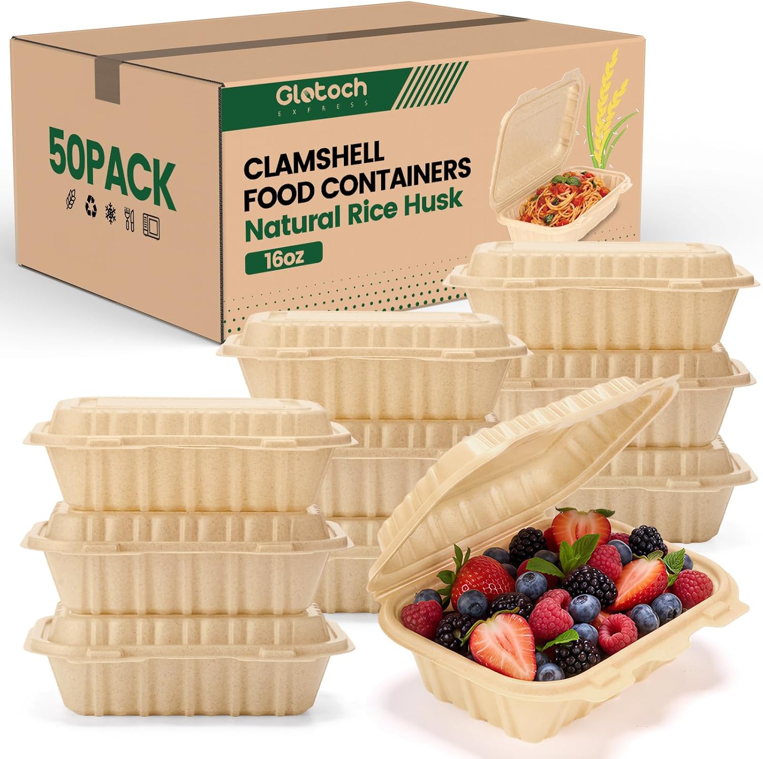 50 Pack 16oz Clamshell Take Ou - огляд і ціна Meal Prep Microwave