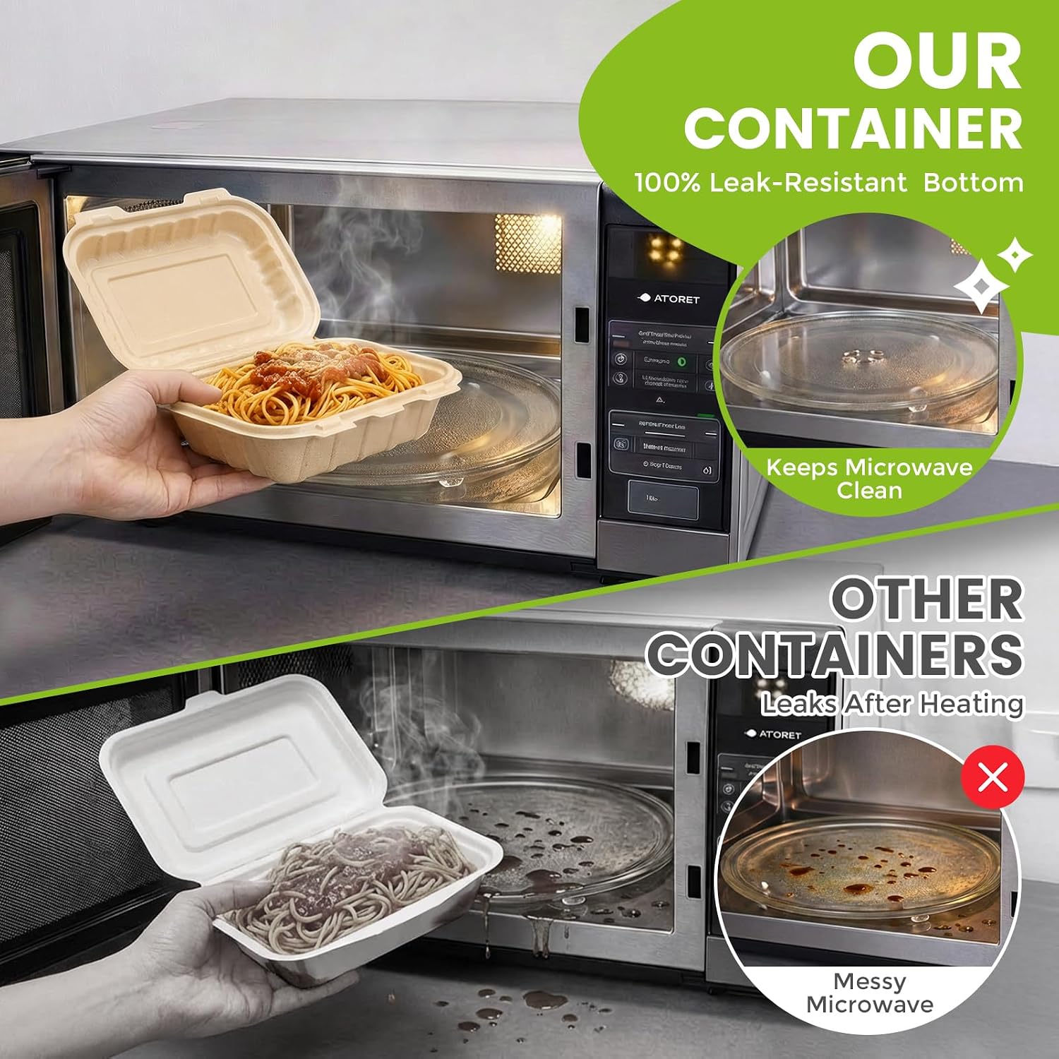 50 Pack 16oz Clamshell Take Ou - огляд і ціна Meal Prep Microwave