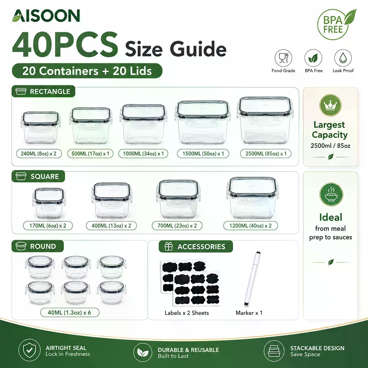 40 PCS Extra Large 85oz Silico - огляд і ціна Meal Prep Microwave