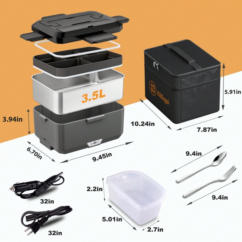Dual‑Use Electric Heated Lunch - огляд і ціна Stainless Bento Box