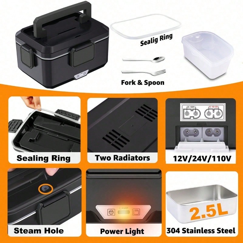 Dual‑Use Electric Heated Lunch - огляд і ціна Stainless Bento Box
