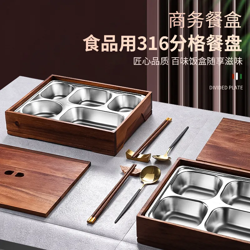 Black Walnut Bento Box with Di - огляд і ціна Meal Prep Korean